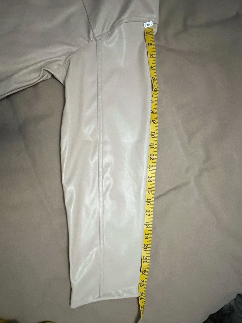 Cream Faux Leather Button Front Shirt Jacket - Picture 8 of 10